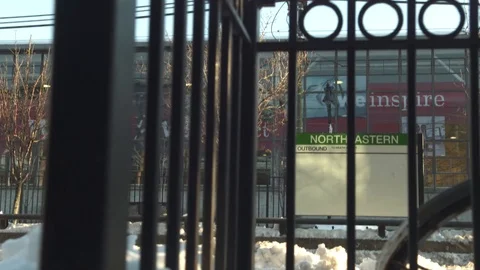 Time Lapse Dolly Shot of Northeastern Trolley Stop in Boston, MA; Huntington Ave Stock Footage 127260808