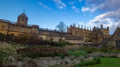 Time lapse dolly view of Christ Church cathedral and college in Oxford Stock Footage 101205213