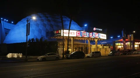 Time lapse Dome Arclight Theatre on sunset boulevard at Los Angeles  Plan 1 Stock Footage 108691902