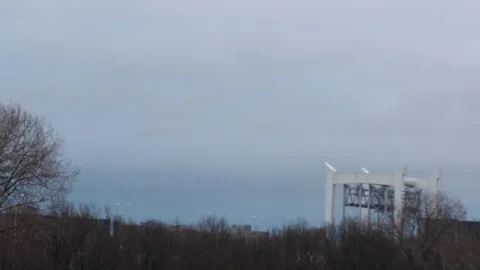 Time lapse dordrecht bridge, sky and trees view, winter season Stock Footage 101867048