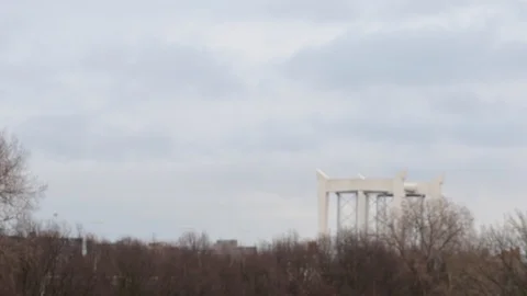 Time lapse dordrecht bridge, sky and trees view, winter season Stock Footage 101867049