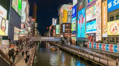 Time-lapse of Dotonbori River in Osaka Stock-Footage 310950901