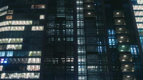 Time lapse up down movement of elevators in modern office building in evening Stock Footage 166448041