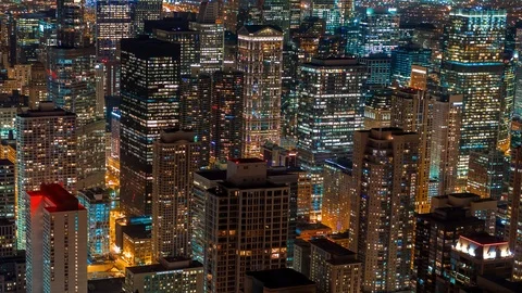 Time-lapse of Downtown Chicago at night Stock Footage 95657441