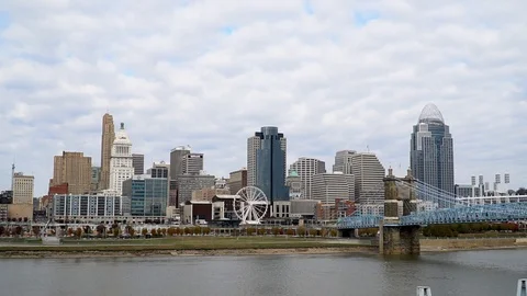 Time Lapse Downtown Cincinnati, Ohio City Stock Footage 121335798