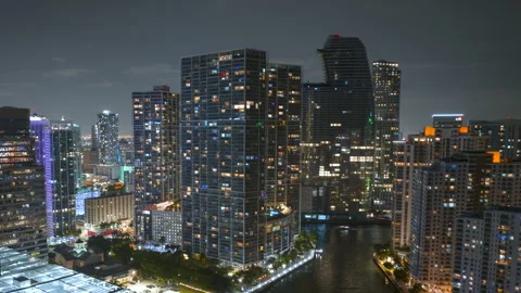 Time-lapse of downtown district of Miami Brickell in Florida, USA at night. High Stock Footage 311065157