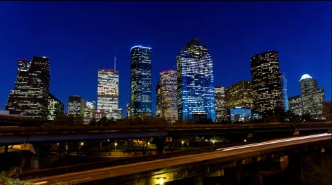 Time-lapse downtown Houston Stock Footage