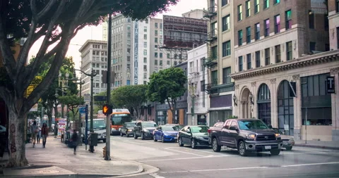 Time-lapse Downtown LA Cityscape 4K 30FPS Stock Footage 138064243