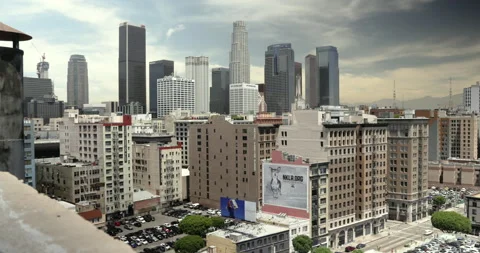 Time-lapse Downtown LA Cityscape 4K 30FPS Stock Footage 138064795