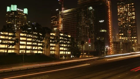Time lapse downtown by night at los angeles california Stock Footage 108981391