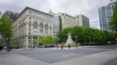 TIme Lapse of downtown square WS zoom in Stock Footage 50820822