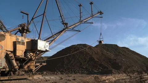 Time lapse of dragline excavator loading ore. Stock Footage 91584849