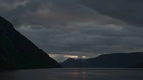 Time lapse of dramatic cloud scape at laerdal fjord Norway. Stock Footage 276615756