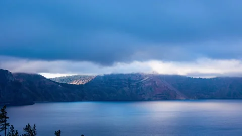Time lapse - Dramatic Clouds over Crater Lake National Park, Oregon Stock Footage 164614327