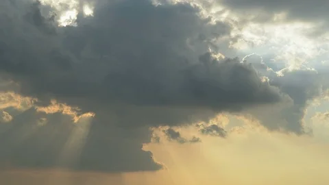 Time lapse of a dramatic clouds with rays Stock Footage 86456117