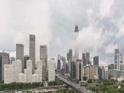 Time Lapse-dramatic cloudscape of beijing skyline Stock Footage 76964875