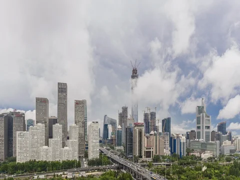 Time Lapse-dramatic cloudscape of beijing skyline Video stock 76986916
