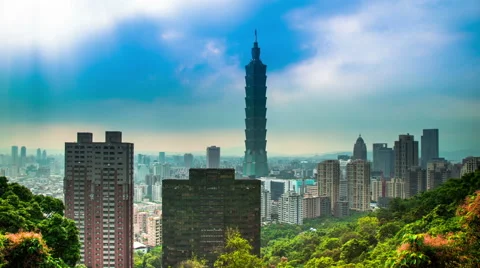 Time Lapse - Dramatic Cloudscape of Taipei 101, Taiwan Stock Footage 53553815