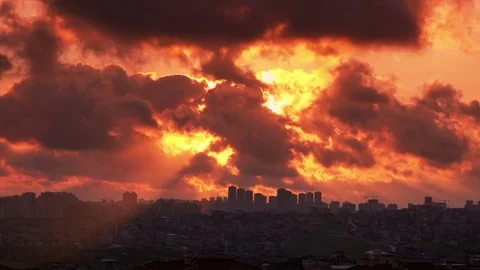 Time Lapse dramatic cloudy sunset Stock Footage 76106329