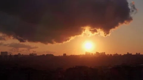 Time Lapse dramatic cloudy sunset Stock Footage 76170662