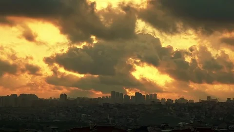 Time Lapse dramatic cloudy sunset Stock Footage 76181238