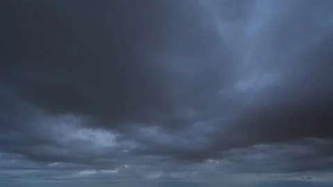 Time lapse of dramatic dark clouds sky with thunder storm and rain at night.  Stock-Footage 159659377
