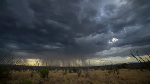 Time lapse of dramatic monsoon storms moving across the Arizona desert Stock Footage 246627972
