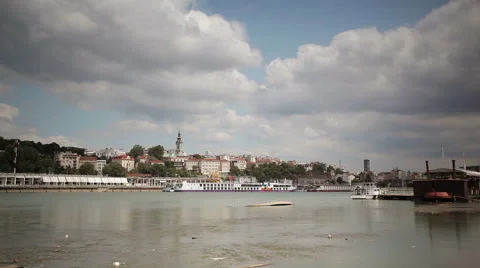 Time lapse of dramatic moving clouds over Belgrade's old part of town Stock Footage 56860850