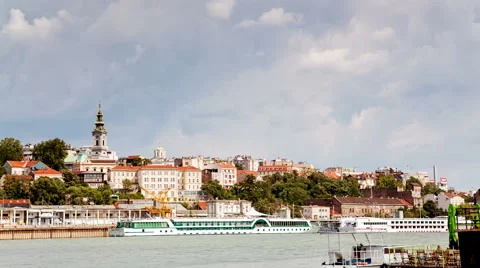 Time lapse of dramatic moving clouds over Belgrade's old part of town Stock Footage 59140715