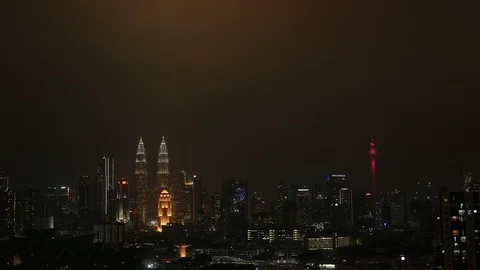 Time Lapse Of Dramatic Night During the Storm At Kuala Lumpur City , Malaysia Stock-Footage 105316781