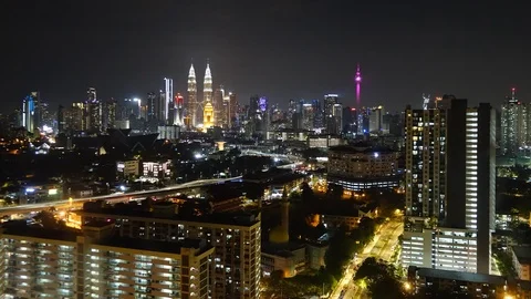 Time Lapse Of Dramatic Night At Kuala Lumpur City , Malaysia Stock-Footage 105318046