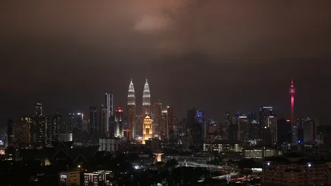 Time Lapse Of Dramatic Night At Kuala Lumpur City , Malaysia Stock-Footage 105533469