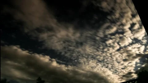 Time Lapse Dramatic Nightime Clouds & Stars Stock Footage