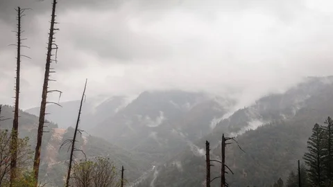 Time Lapse of a Dramatic Rain Storm Passing Over The Sierra Nevada Mountains. Stock Footage 87773935