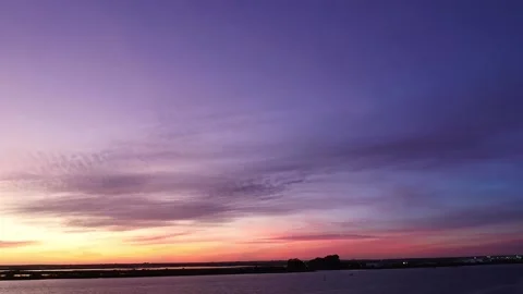 Time-lapse, dramatic sky and lake at dusk Stock Footage 147307166