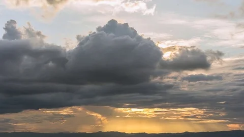 Time Lapse of Dramatic sky with stormy clouds before rain and thunderstorm Video stock 76506926