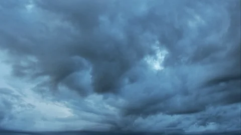 Time Lapse of Dramatic sky with stormy clouds before rain and thunderstorm Stock Footage 94441022