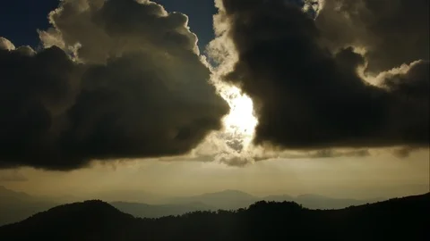 Time Lapse of Dramatic sky with stormy clouds before rain and thunderstorm Stock Footage 97869335