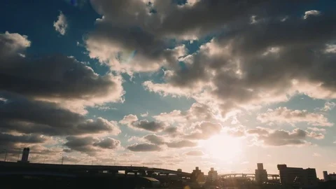 Time-lapse for dramatic sunset and drifting clouds Stock Footage 71434519