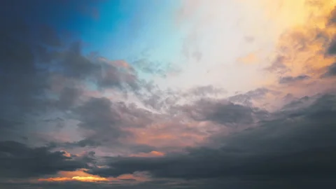 Time lapse of dramatic sunset clouds Stock Footage 325387408