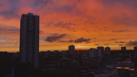 Time Lapse Dramatic Sunset Over Buenos Aires Skyline Stock Footage 331450093
