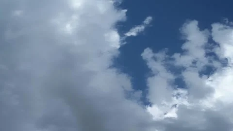 Time lapse of dramatic white to gray summer clouds moving through a blue sky Stock Footage 319155741