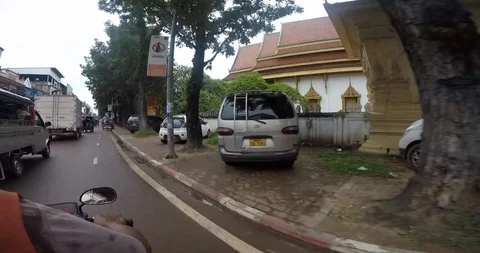 Time lapse drive a car on road in Vientiane, Laos Stock Footage 94097301