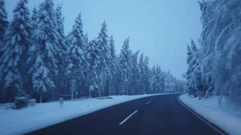Time Lapse of a Drive from a Driver's perspective along a Wintry Road. Stock Footage 273227704