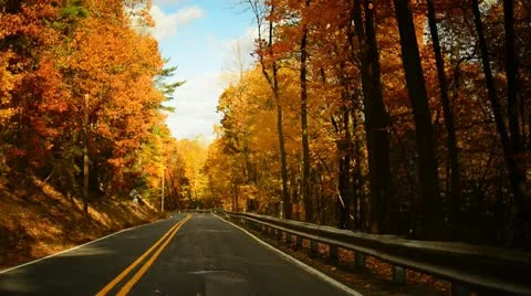 Time lapse of a drive through a hilly twisty road during glorious fall Stock Footage 20438695