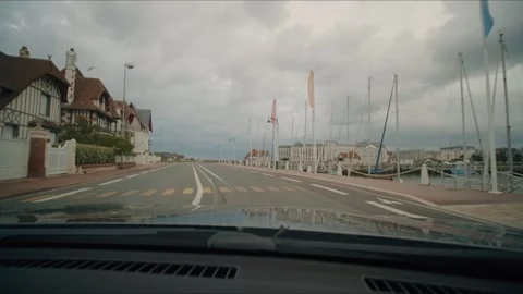 Time lapse driving car from dashboard and windshield in focus with view on road Stock Footage 299649605