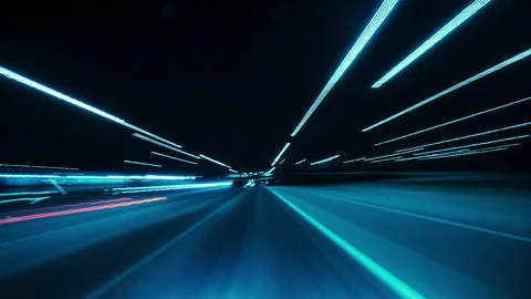 Time Lapse Driving Car On Highway At Dark POV. Hyper Lapse. Street Lights. Night Видео 242072283