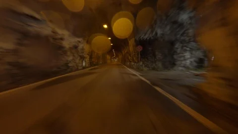 Time Lapse Driving a Car Inside an Old Wet Rock Tunnel in Vajont Dam Stock Footage 112194481