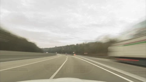 Time lapse of a driving on the longest German Autobahn A7 on the site between Stock Footage 88001698