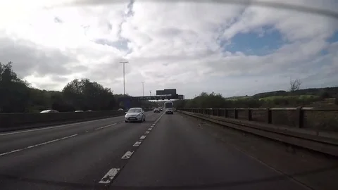 Time lapse of driving onto motorway (freeway) in South Wales, UK. Stock Footage 81389906
